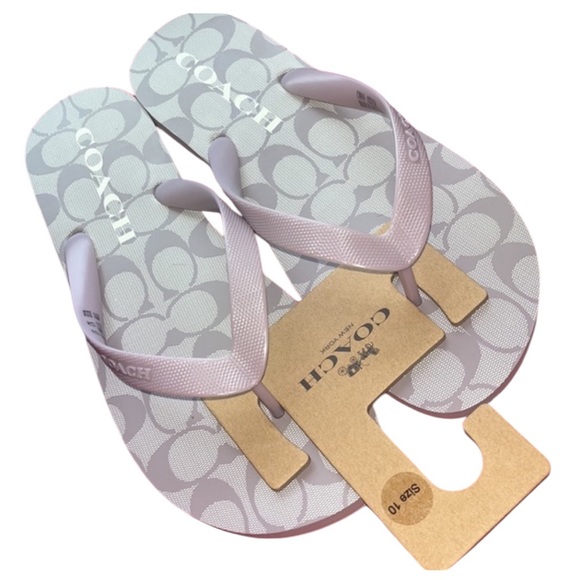 Coach Shoes - Coach Light Pink Monogram Flip Flops